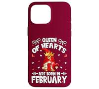 Custodia per iPhone 16 Pro Max Queen Of Hearts Born In February Poker Legend Birthday Gnome