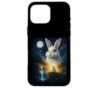 Custodia per iPhone 16 Pro Max Rabbit Howling to The Moon Vintage Funny Rabbit
