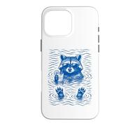 Custodia per iPhone 16 Pro Max Raccoon Bath Water Swimming Ripples Cool Raccoon Face