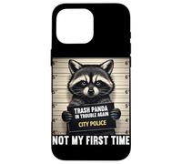 Custodia per iPhone 16 Pro Max Raccoon Mugshot Trash Panda nei guai non è la mia prima volta