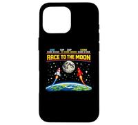 Custodia per iPhone 16 Pro Max Race To The Moon Retro Arcade Space USA vs Cina