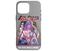 Custodia per iPhone 16 Pro Max Red Sonja Poster Synthwave Redhead Epic Cyberpunk anni '80 retrò