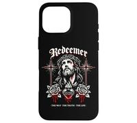 Custodia per iPhone 16 Pro Max Redentore Gesù Croce Gotica Rose Sacro Cuore Giovanni 14:6