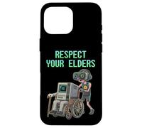 Custodia per iPhone 16 Pro Max Respect Your Elders Retro Computer Gamer Boy Funny VR Gaming