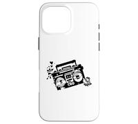 Custodia per iPhone 16 Pro Max Retro 80s 90s Boom-box Vintage Cassette Player Graphic Tee