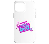 Custodia per iPhone 16 Pro Max Retro 80s 90s Boom-box Vintage Cassette Player Graphic Tee