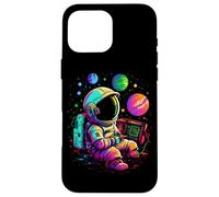 Custodia per iPhone 16 Pro Max Retro Arcade Pianeti Universo Gioco Astronauta