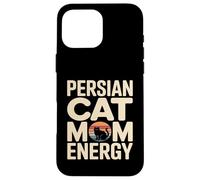 Custodia per iPhone 16 Pro Max Retro Persiano Gatto Mamma Energia