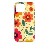 Custodia per iPhone 16 Pro Max Retro Vintage Motivo Floreale Arancione Boho Hippie Garden