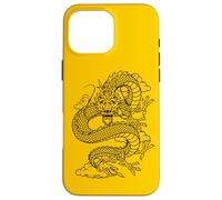 Custodia per iPhone 16 Pro Max Retro Vintage Zodiac Lunar New Year Black Chinese Dragon