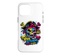 Custodia per iPhone 16 Pro Max Ride The Storm, Pirate Skull Storm Adventure Graphic
