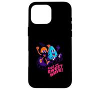 Custodia per iPhone 16 Pro Max Ride The Sweet Wave, motivo retrò fluorescente a forma di frutta surfata