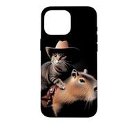 Custodia per iPhone 16 Pro Max Rodeo Kitten Wrangler Bizzarro Capibara Mount Western Cat