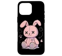 Custodia per iPhone 16 Pro Max Rosa Goth Bunny Grunge Raccapricciante Carino Kawaii Horror Weirdcore