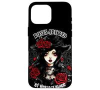 Custodia per iPhone 16 Pro Max Rose Are Red My World is Black Gothic Roses Gothic Woman