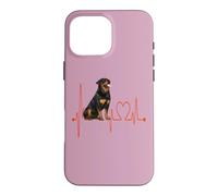 Custodia per iPhone 16 Pro Max Rottweiler Dog Battito cardiaco ECG Pulse I miei cani sono il mio cardio