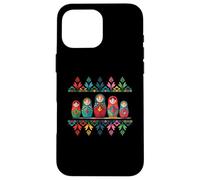 Custodia per iPhone 16 Pro Max Russian Matryoshka Babushka Flowers Nesting Dolls