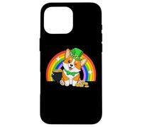 Custodia per iPhone 16 Pro Max Saint Patrick's Day St. Paddy's Irish Luck Corgi Dog Lover