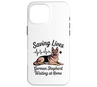 Custodia per iPhone 16 Pro Max Salvare vite Pastore Tedesco Aspettando A Casa