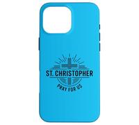 Custodia per iPhone 16 Pro Max San Cristoforo prega per noi Catholic Cross Travel
