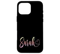 Custodia per iPhone 16 Pro Max Sarah First Name on Pastel Rainbow Colors for Girls & Teens