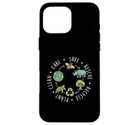 Custodia per iPhone 16 Pro Max Save Rescue Recycle Plant Clean Care - Clima della Giornata della Terra