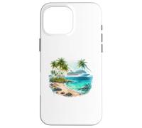 Custodia per iPhone 16 Pro Max Scena tropicale delle vacanze sulla spiaggia dell'oceano della nave da croci
