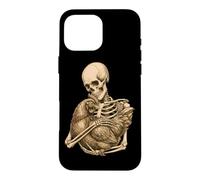 Custodia per iPhone 16 Pro Max Scheletro che abbraccia il pollo divertente spettrale regalo contadino