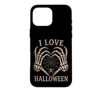 Custodia per iPhone 16 Pro Max Scheletro Mani Cuore I Love Halloween Spider Costume