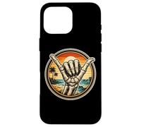 Custodia per iPhone 16 Pro Max Scheletro Shaka gesto della mano Vintage Surfing Surfer Surf Fan