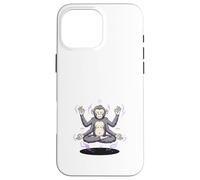 Custodia per iPhone 16 Pro Max Scimmia Meditante Quattro Braccia Yoga Zen Divertente