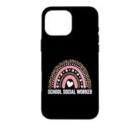 Custodia per iPhone 16 Pro Max Scuola Assistente sociale Leopard Rainbow