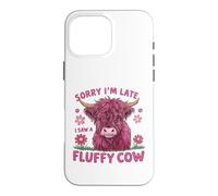 Custodia per iPhone 16 Pro Max Scusate il ritardo, ho visto una Fluffy Cow Funny Pink Highland Cow