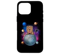 Custodia per iPhone 16 Pro Max Shar Pei sulla luna Galaxy divertente cucciolo Spcae amante