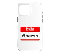 Custodia per iPhone 16 Pro Max Sharon, targhetta con scritta "Hello My Name is Name"