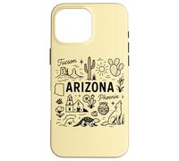 Custodia per iPhone 16 Pro Max Simboli dello stato dell'Arizona USA, souvenir vintage