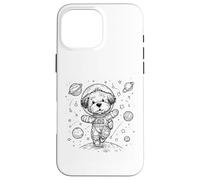 Custodia per iPhone 16 Pro Max Simpatico cane astronauta esploratore spaziale cucciolo universo design