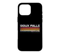 Custodia per iPhone 16 Pro Max Sioux Falls, South Dakota, design retrò a righe, stile vintage, con città