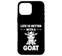 Custodia per iPhone 16 Pro Max Small Animals Goat quote life is better with a Goat