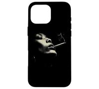 Custodia per iPhone 16 Pro Max Smoky Jazz Man Minimal Face Portrait Estetica