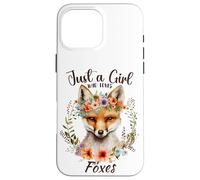 Custodia per iPhone 16 Pro Max Solo una ragazza che ama volpi e fiori per ragazze amanti della volpe