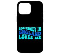 Custodia per iPhone 16 Pro Max Somebody in England Loves Me Modern Boho Vibe