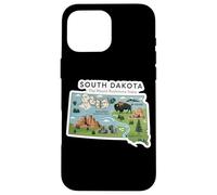Custodia per iPhone 16 Pro Max South Dakota Mappa del Dakota del Sud con il Monte Rushmore