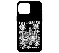 Custodia per iPhone 16 Pro Max Souvenir di viaggio minimalista con skyline della California di Los Angeles