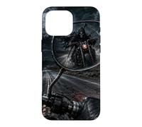 Custodia per iPhone 16 Pro Max Specchietto retrovisore per motociclista Grim Reaper Horror