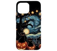 Custodia per iPhone 16 Pro Max Spettrale Halloween Gatti Notte Stellata Zucca Notte Notte
