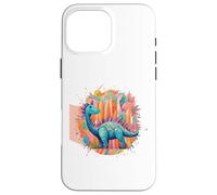 Custodia per iPhone 16 Pro Max Spighe colorate di dinosauro magico per gli amanti dei dinosauri Dino World