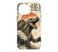 Custodia per iPhone 16 Pro Max Spinosaurus Wave Kaiju Mostro marino giapponese Woodblock Style