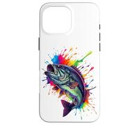 Custodia per iPhone 16 Pro Max Splash Art Largemouth Bass Fishing