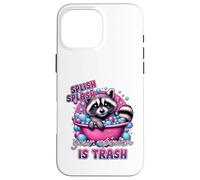 Custodia per iPhone 16 Pro Max Splish Splash La tua opinione è Trash Raccoon Bath